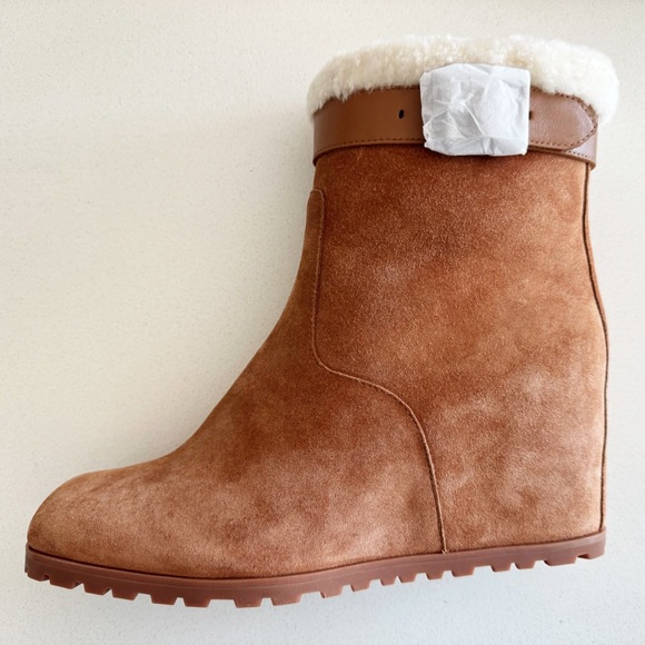 NWT Simkhai Avery Shearling Wedge Ankle Boot - Picture 12 of 17